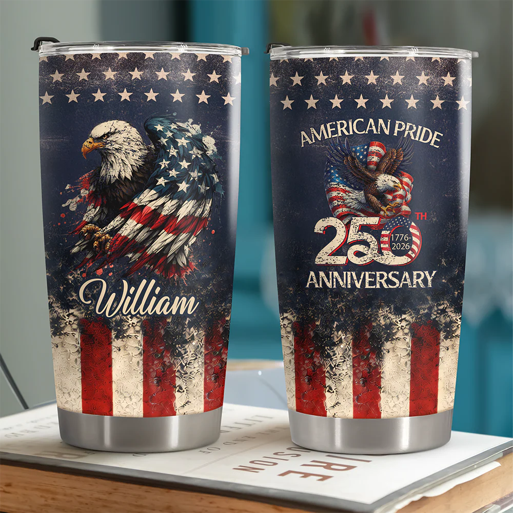 Custom Name America Pride 250th Anniversary 1776–2026 Eagle Fat Tumbler HA75 920894 - Image 5