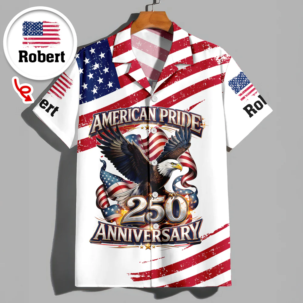 Custom Name America Pride 250th Anniversary 1776–2026 Eagle Hawaii Shirt CH07 911214 - Image 4