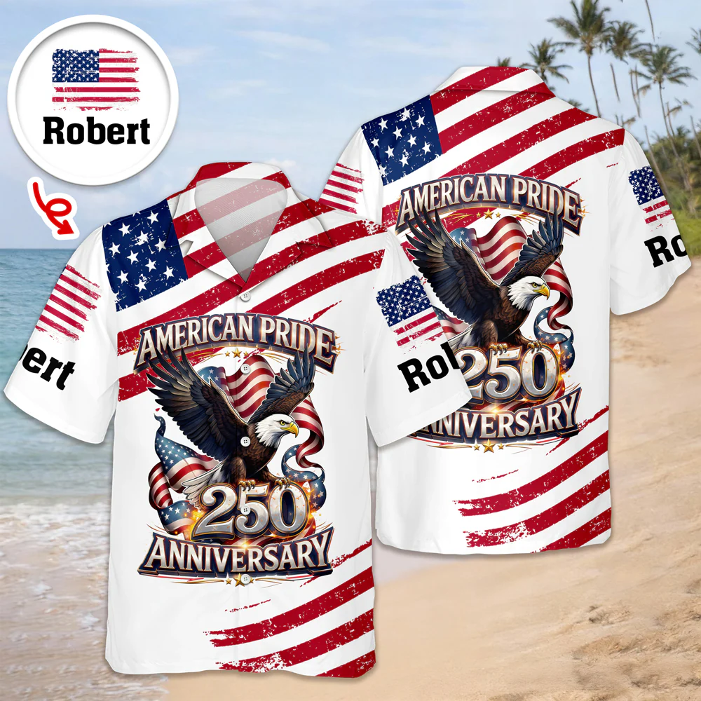 Custom Name America Pride 250th Anniversary 1776–2026 Eagle Hawaii Shirt CH07 911214 - Image 6