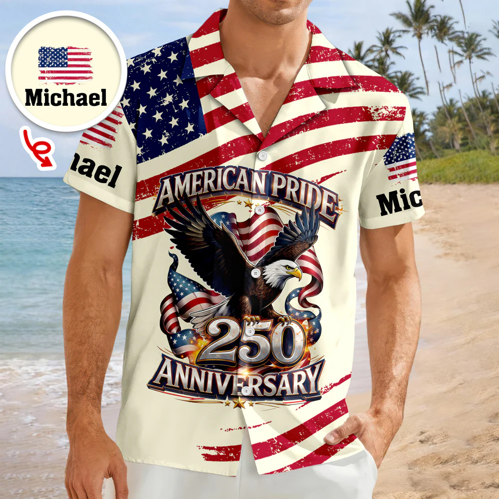 Custom Name America Pride 250th Anniversary 1776–2026 Eagle Hawaii Shirt CH07 911214 - Image 7