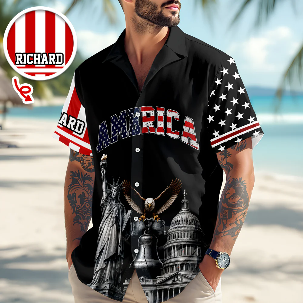 Custom Name America We The People 250 Years 1776–2026 Liberty Bell Hawaiian Shirt HO82 902786 - Image 4
