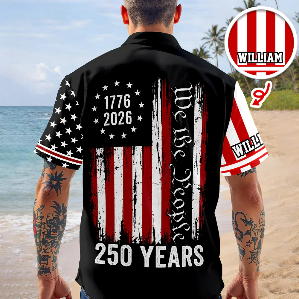 Custom Name America We The People 250 Years 1776–2026 Liberty Bell Hawaiian Shirt HO82 902786 - Image 6