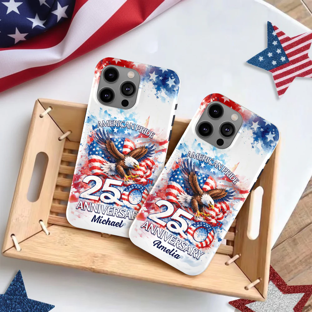 Custom Name American Pride Patriotic 250th Anniversary Eagle 1776–2026 Phone Case HO82 901204 - Image 4