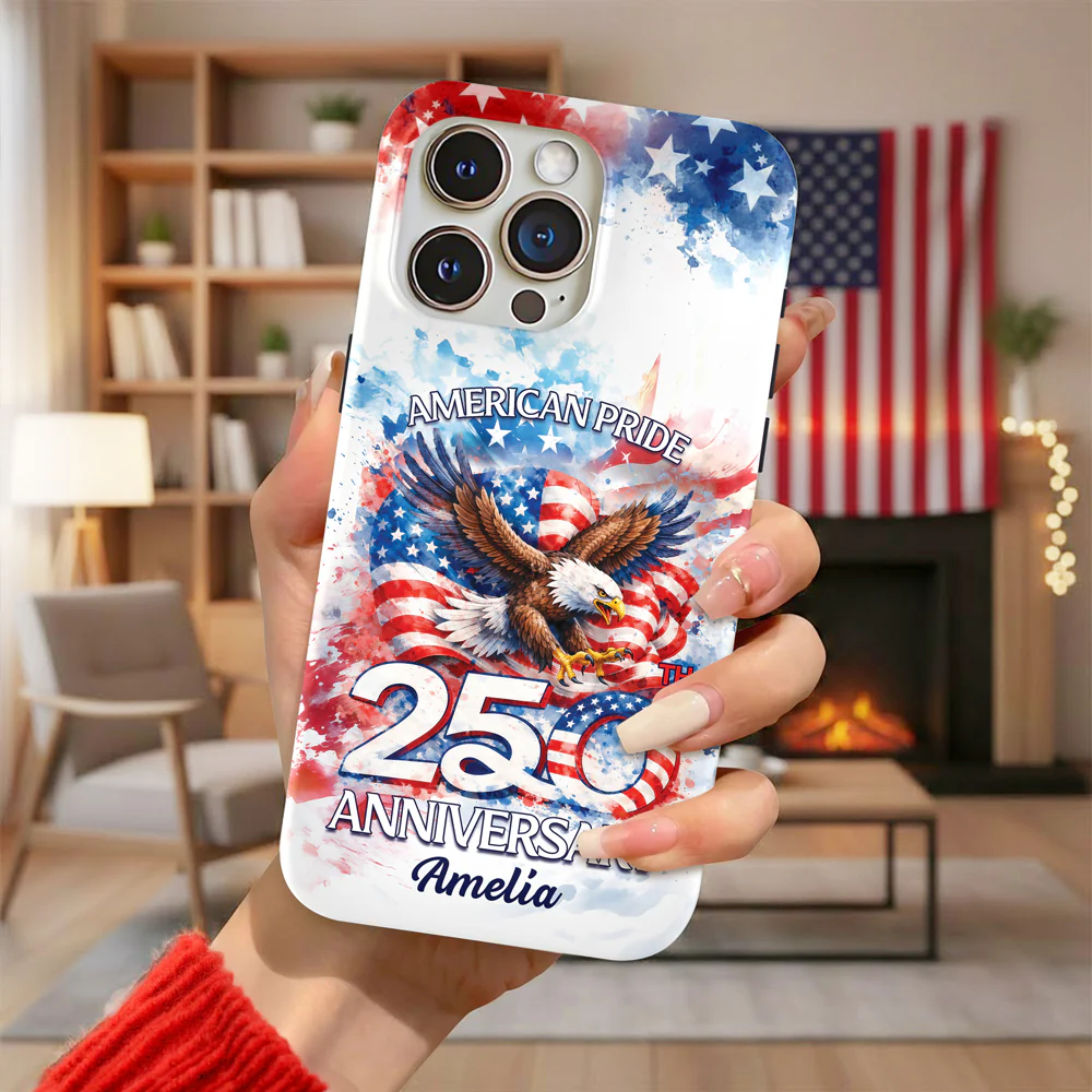 Custom Name American Pride Patriotic 250th Anniversary Eagle 1776–2026 Phone Case HO82 901204 - Image 5