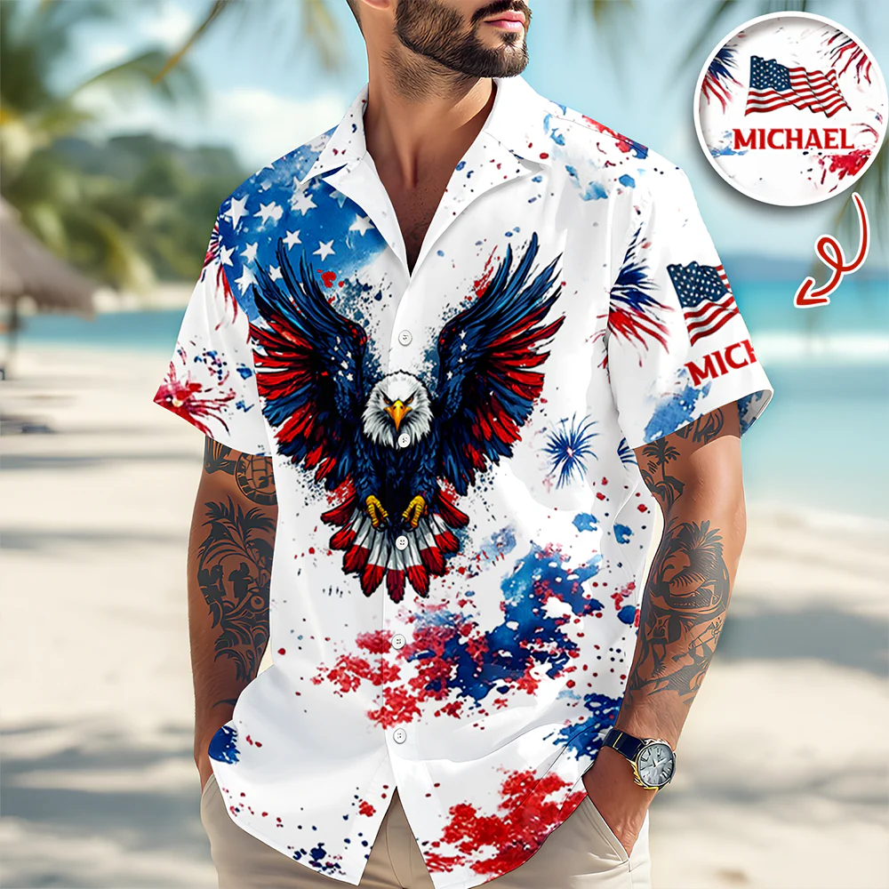 Custom Name American Pride Patriotic 250th Anniversary Eagle Hawaii Shirt HA75 920888 - Image 3