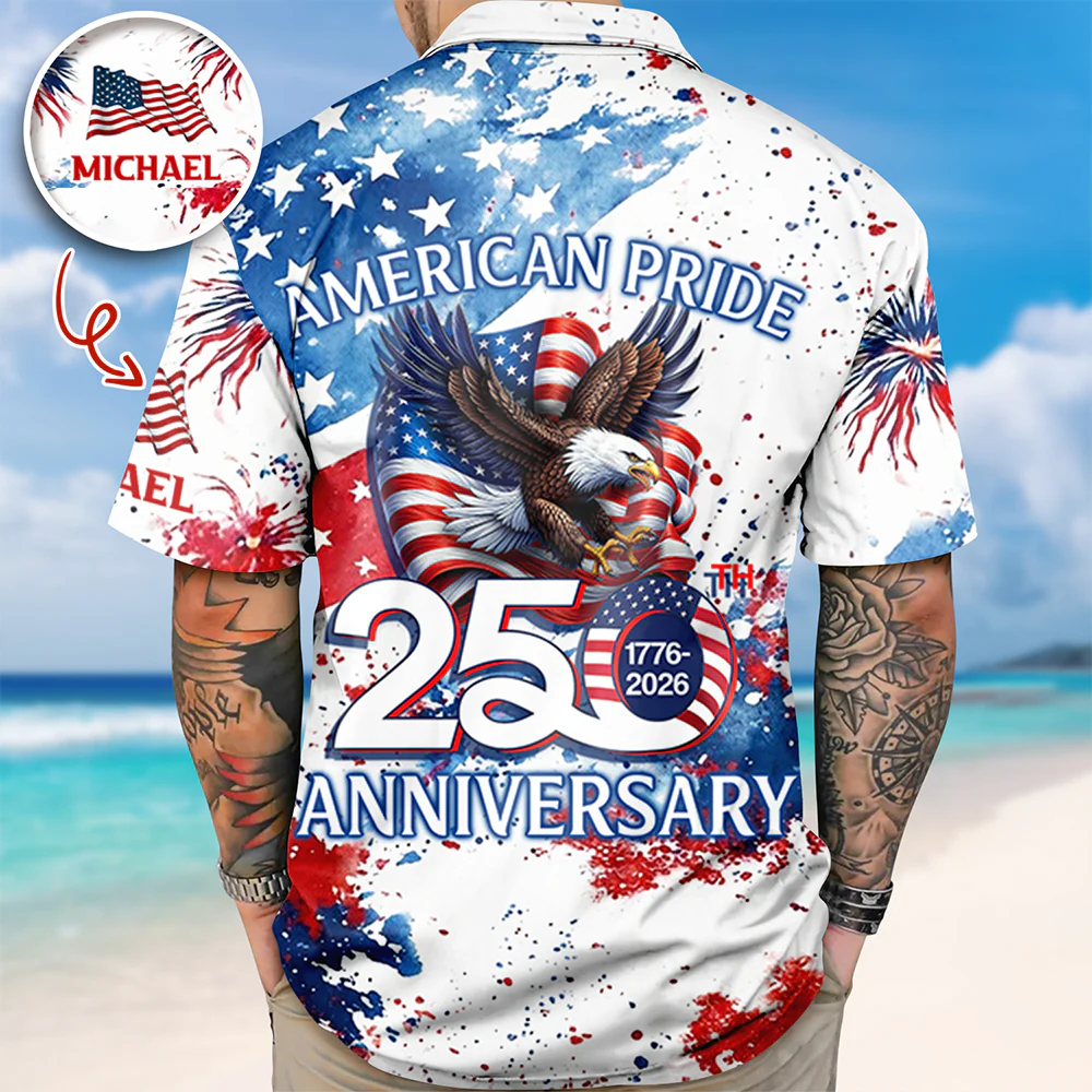 Custom Name American Pride Patriotic 250th Anniversary Eagle Hawaii Shirt HA75 920888 - Image 5