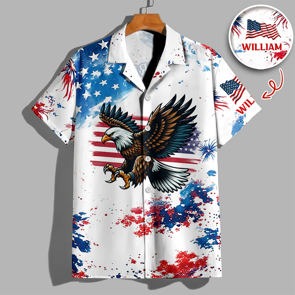Custom Name American Pride Patriotic 250th Anniversary Eagle Hawaii Shirt HA75 920888 - Image 7