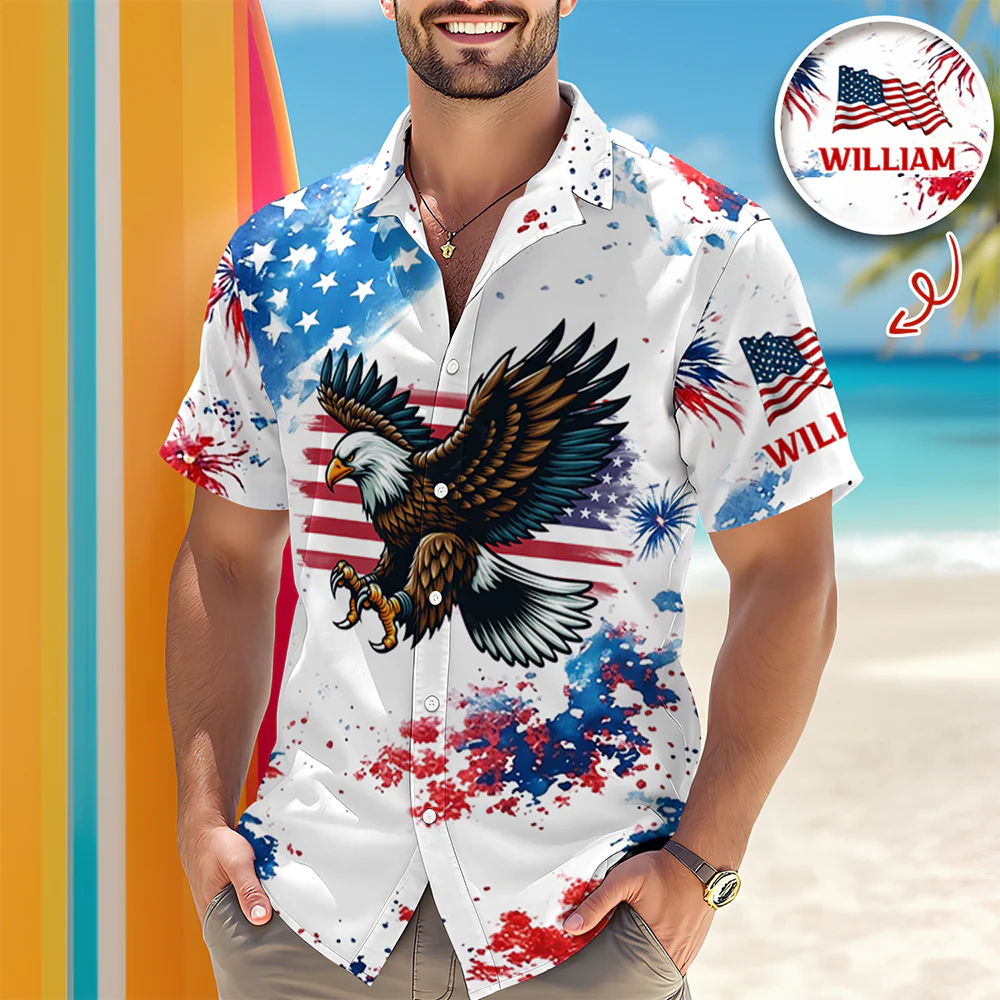 Custom Name American Pride Patriotic 250th Anniversary Eagle Hawaii Shirt HA75 920888 - Image 8