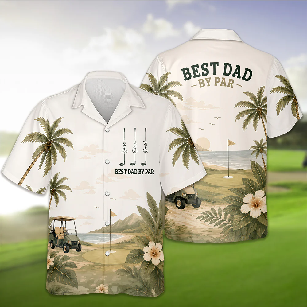 Custom Name Best Dad By Par Hawaii Shirt - Gift for Golf Dad HO82 902608 - Image 4