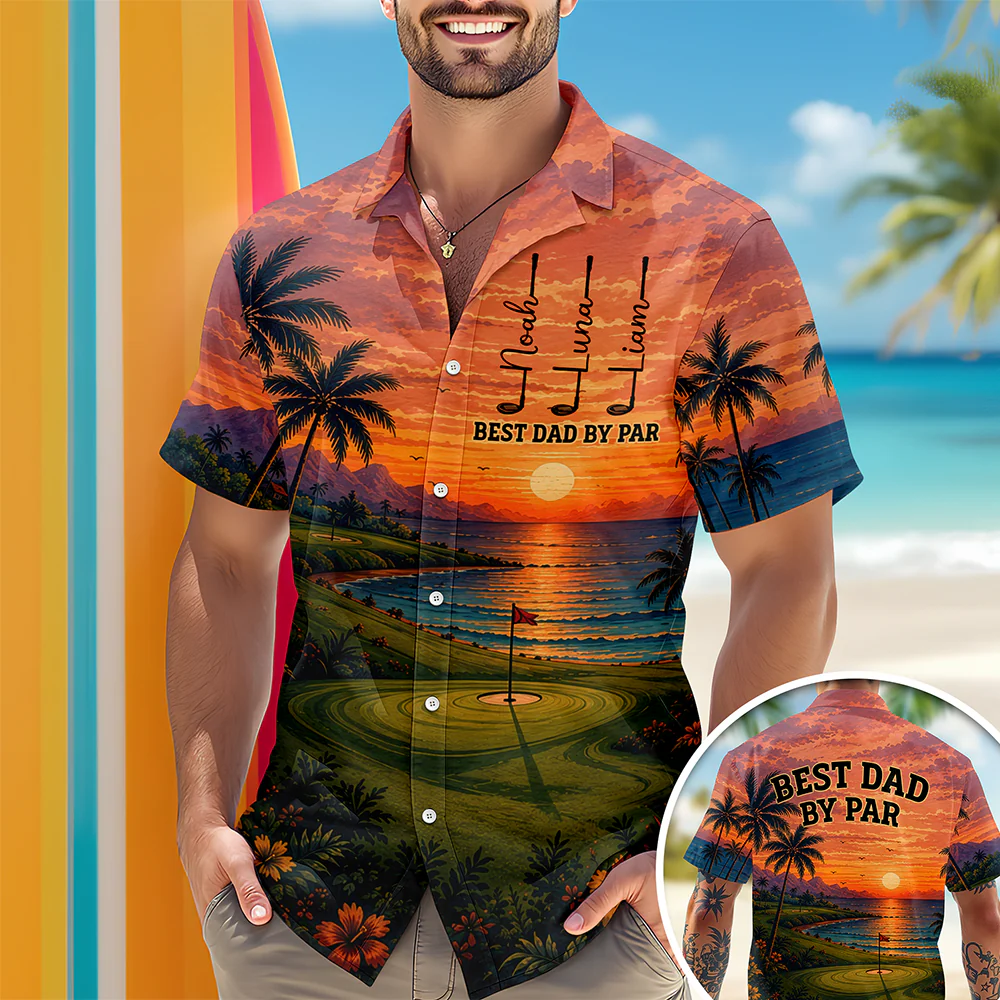 Custom Name Best Dad By Par Hawaii Shirt Personalized Gift for Golf Dad HO82 902514 - Image 3