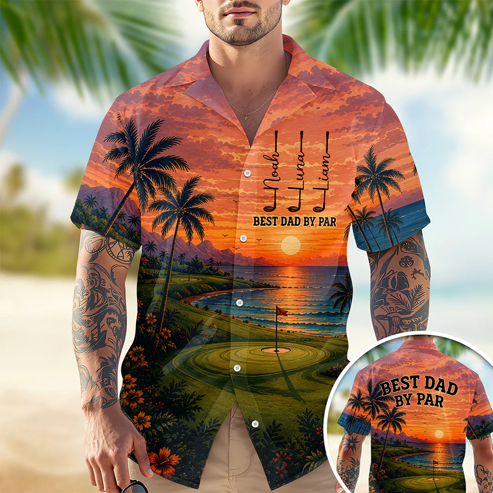 Custom Name Best Dad By Par Hawaii Shirt Personalized Gift for Golf Dad HO82 902514 - Image 4