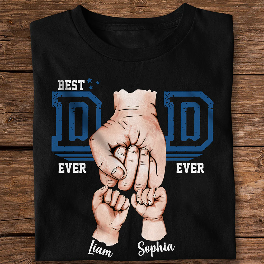 Custom Name Best Dad Ever Fist Bump Dark Shirt - Personalized Father's Day Gift for Dad LM32 899617 - Image 4