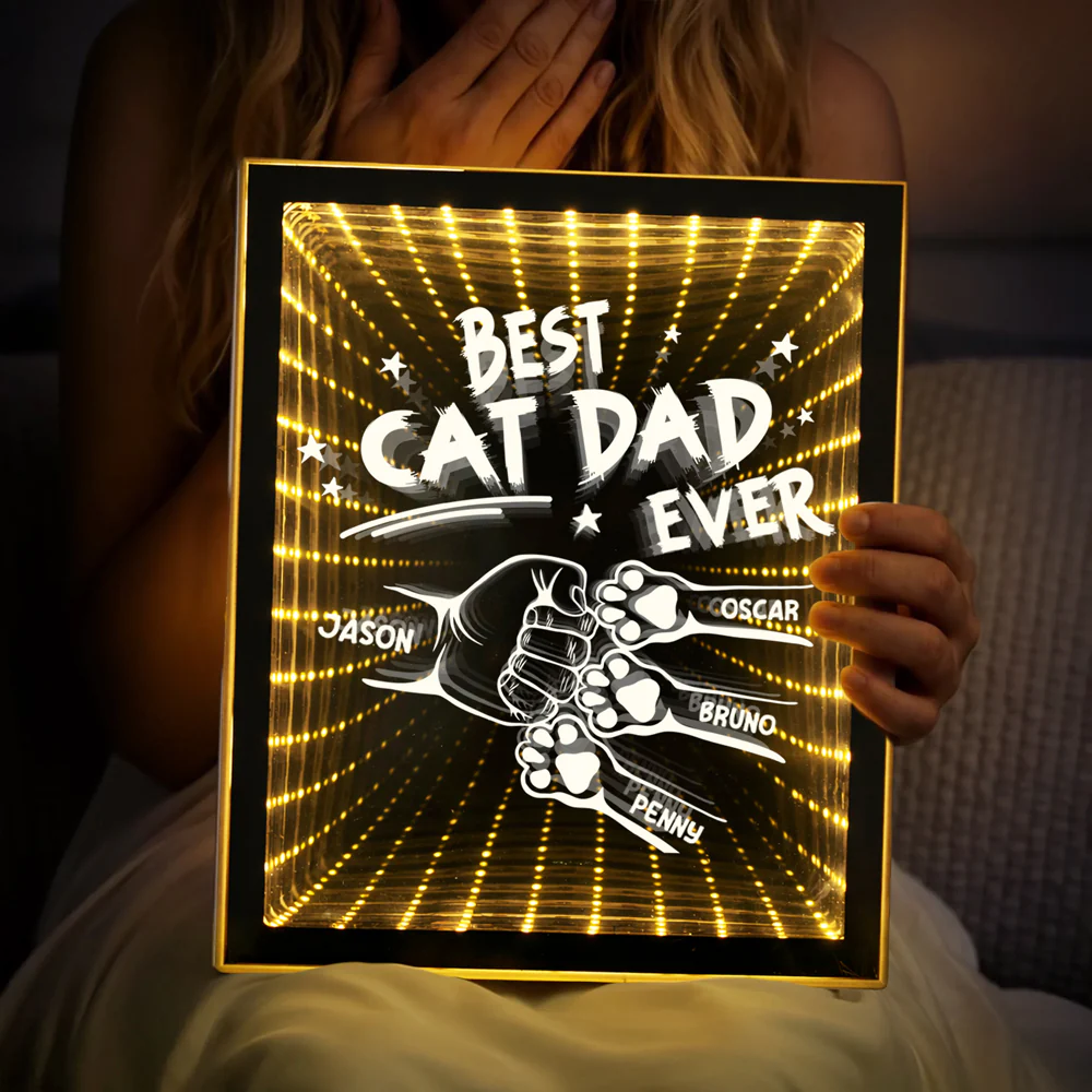 Custom Name Best Dog Dad, Dog Mom Ever Personalized Infinity Mirror Light Box HO82 901932 - Image 5