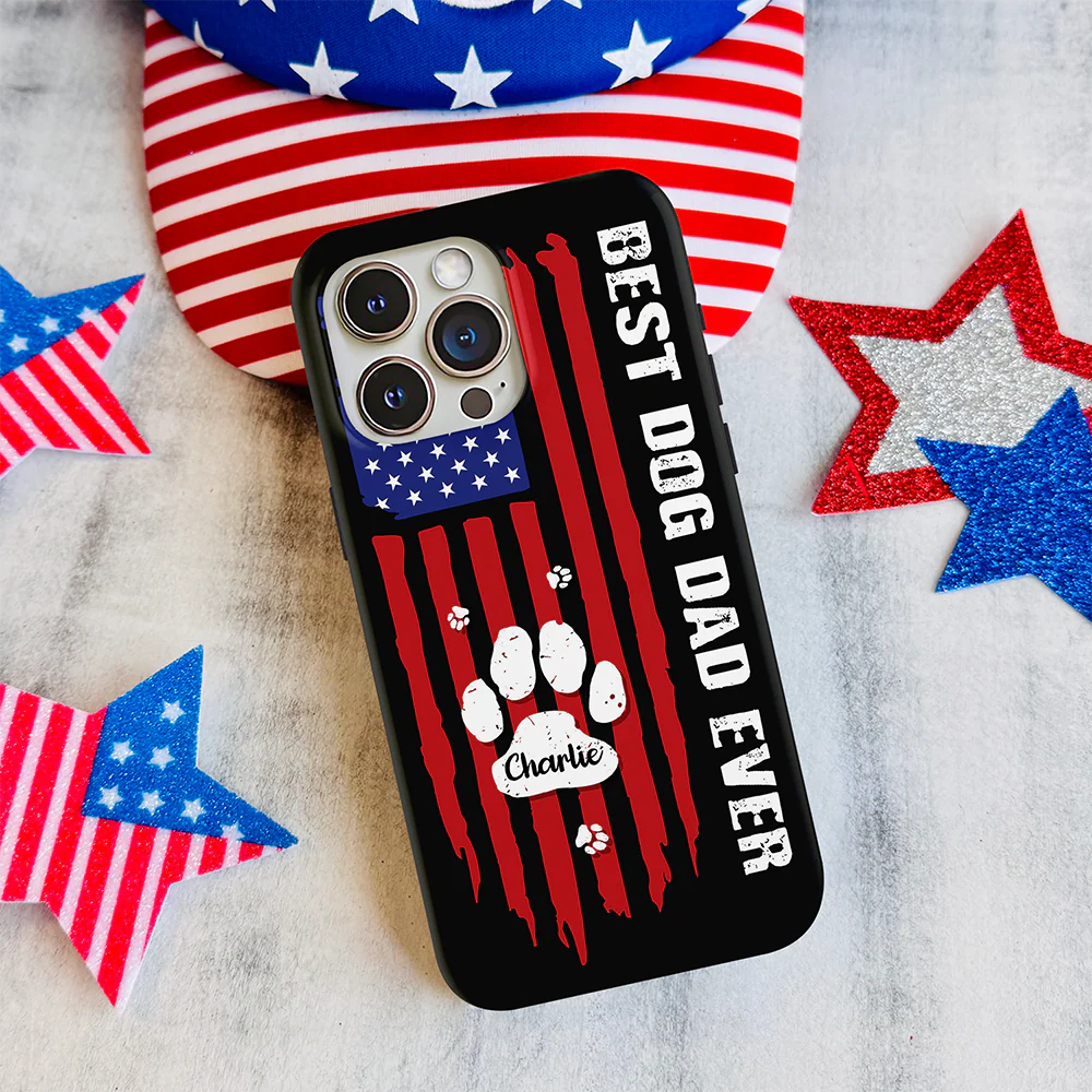 Custom Name Best Dog Dad Ever American Flag Phone Case TH10 169807 - Image 3
