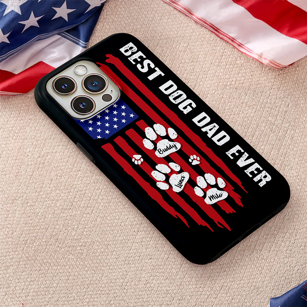 Custom Name Best Dog Dad Ever American Flag Phone Case TH10 169807 - Image 4