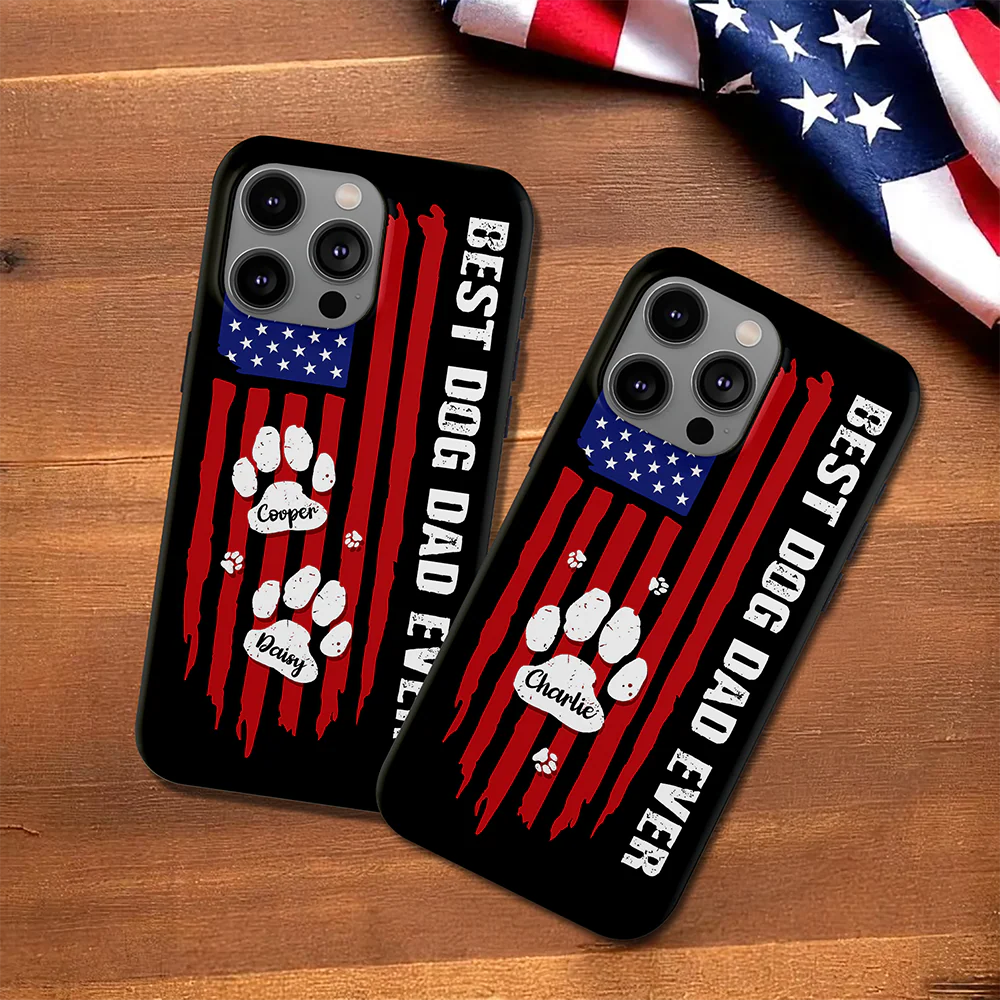 Custom Name Best Dog Dad Ever American Flag Phone Case TH10 169807 - Image 5
