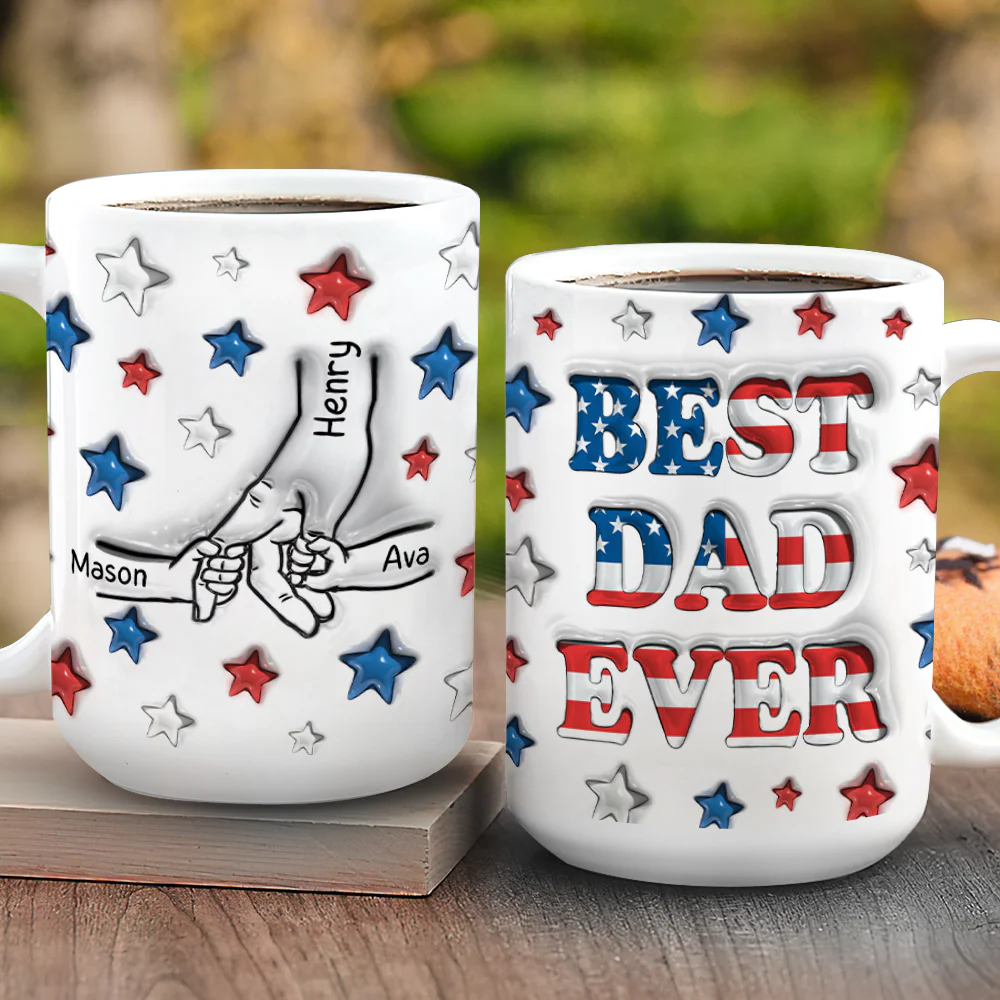 Custom Name Best Mom, Dad Ever America Flag Pattern 3D Inflated Effect Mug TH10 169475 - Image 3