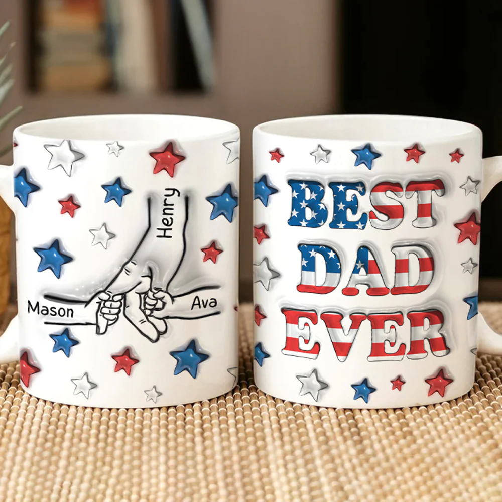 Custom Name Best Mom, Dad Ever America Flag Pattern 3D Inflated Effect Mug TH10 169475 - Image 4