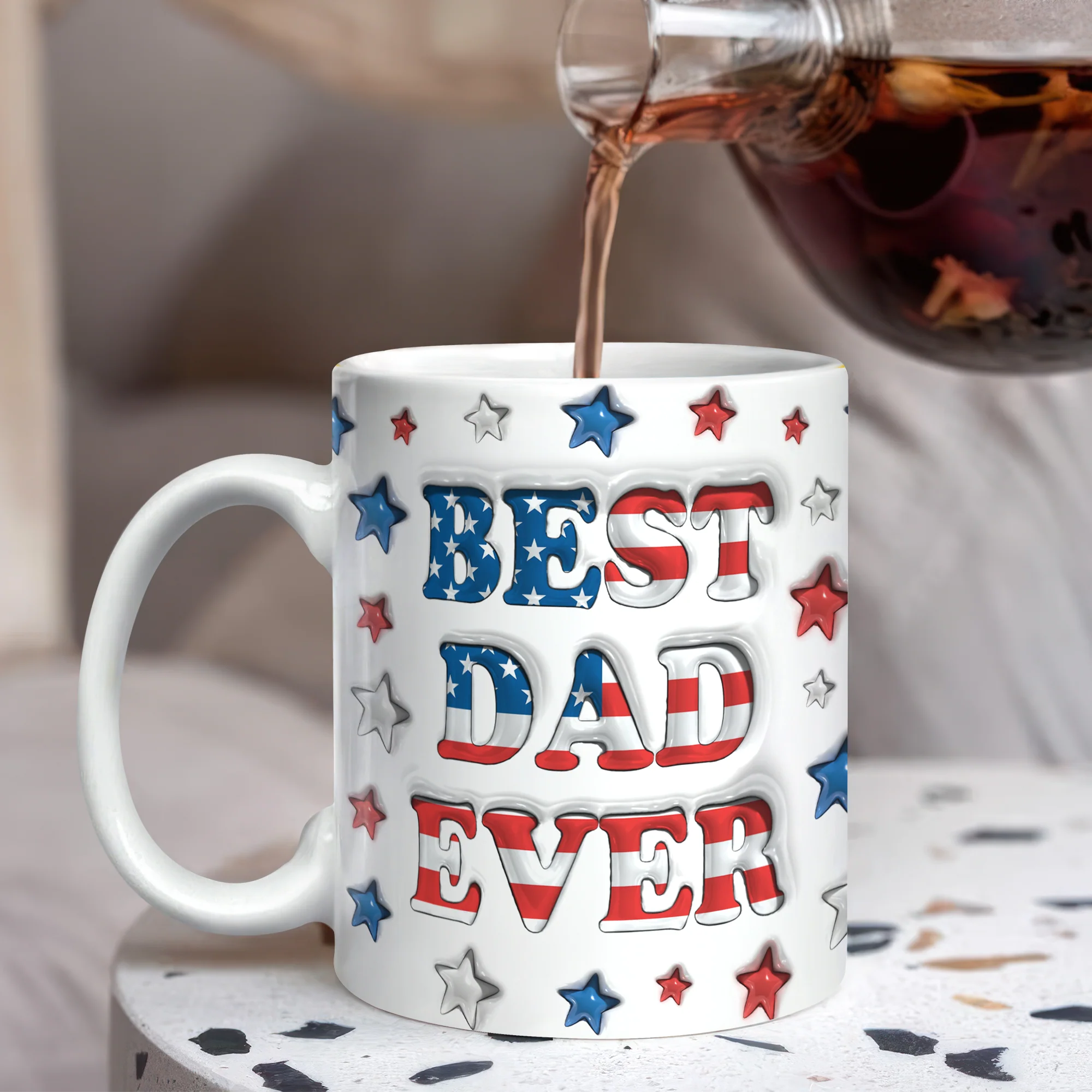 Custom Name Best Mom, Dad Ever America Flag Pattern 3D Inflated Effect Mug TH10 169475 - Image 6