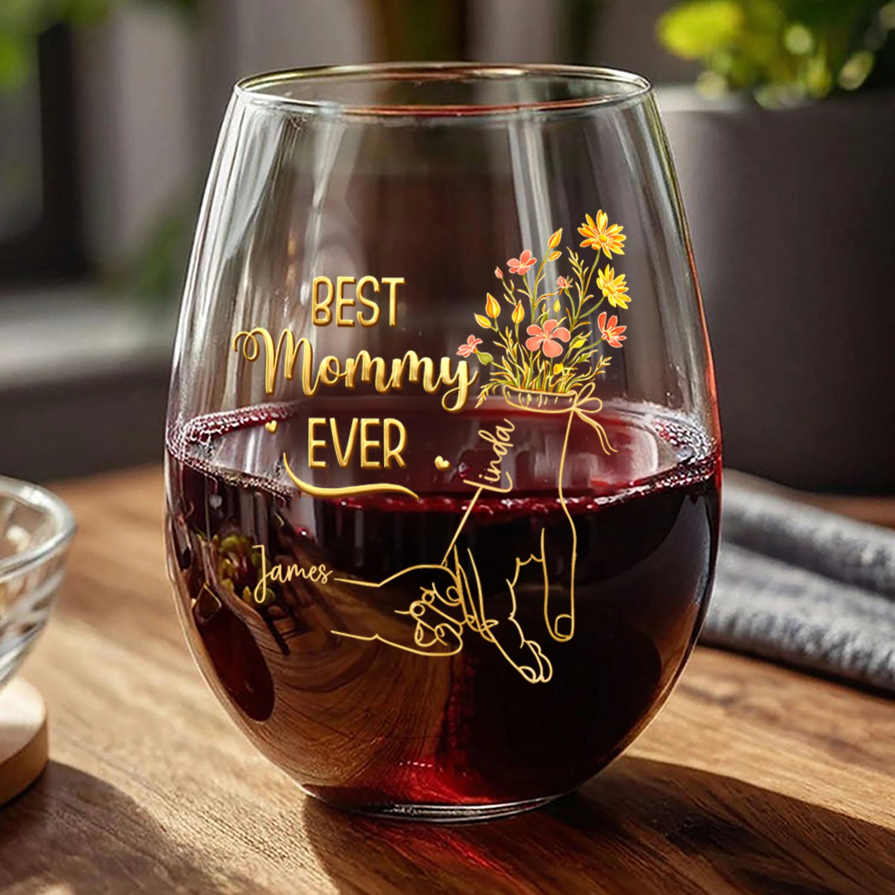 Custom Name Best Mom Ever Hand To Hand Wine Glass Personalized Mother's Day Gift HA75 920720 - Image 3