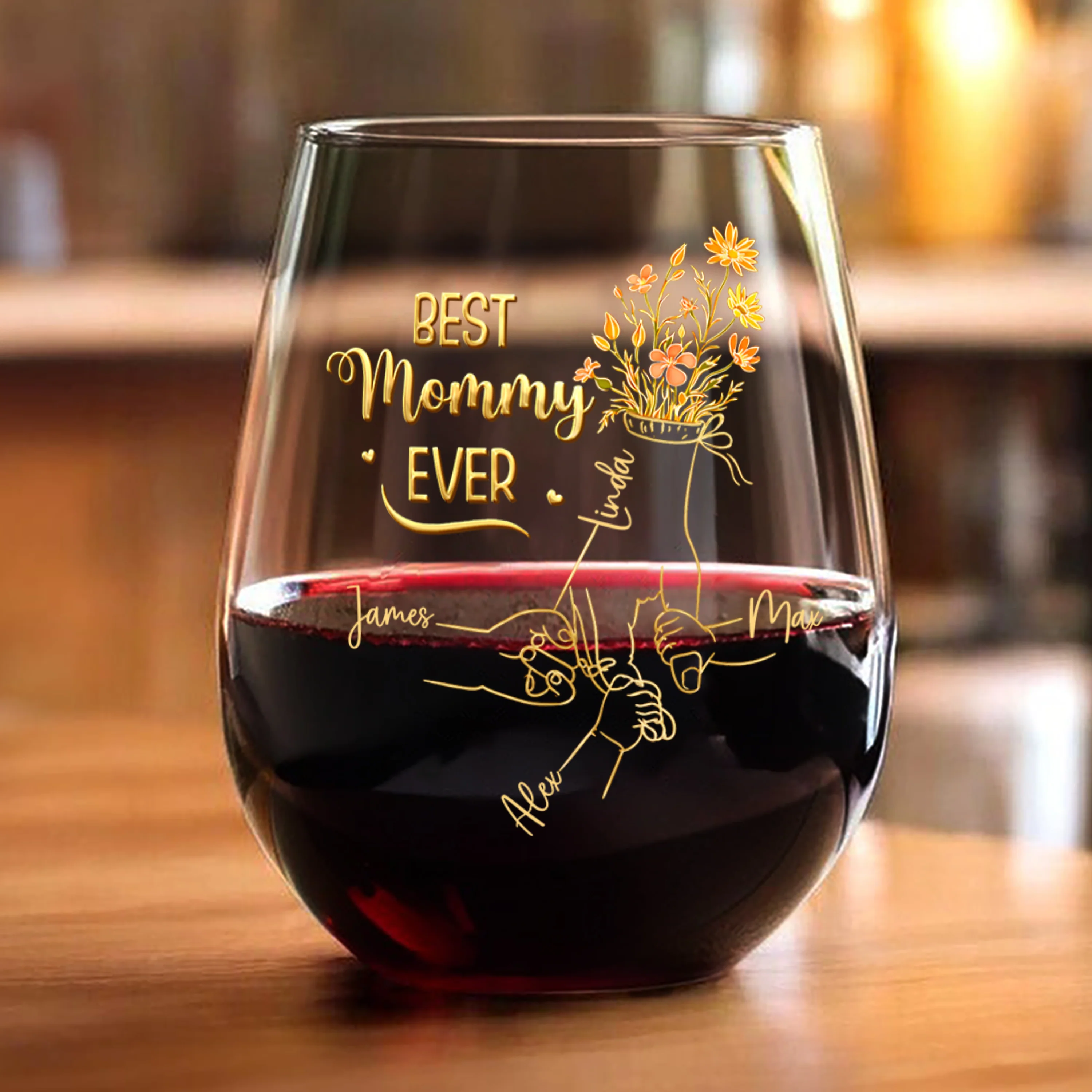 Custom Name Best Mom Ever Hand To Hand Wine Glass Personalized Mother's Day Gift HA75 920720 - Image 6