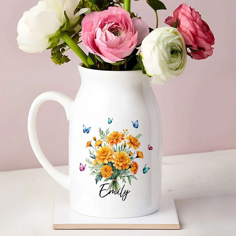 Custom Name Birth Month Flower Vase, Personalized Gift for Her HO82 901774 - Image 2