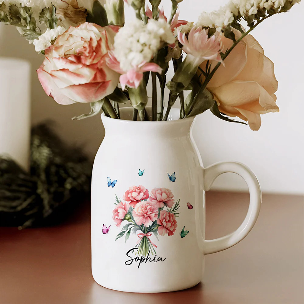 Custom Name Birth Month Flower Vase, Personalized Gift for Her HO82 901774 - Image 3