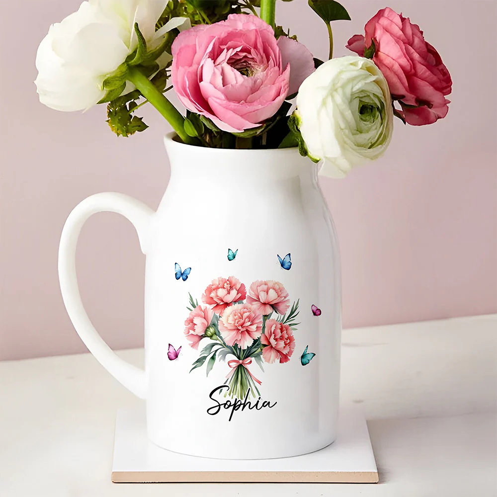 Custom Name Birth Month Flower Vase, Personalized Gift for Her HO82 901774 - Image 4