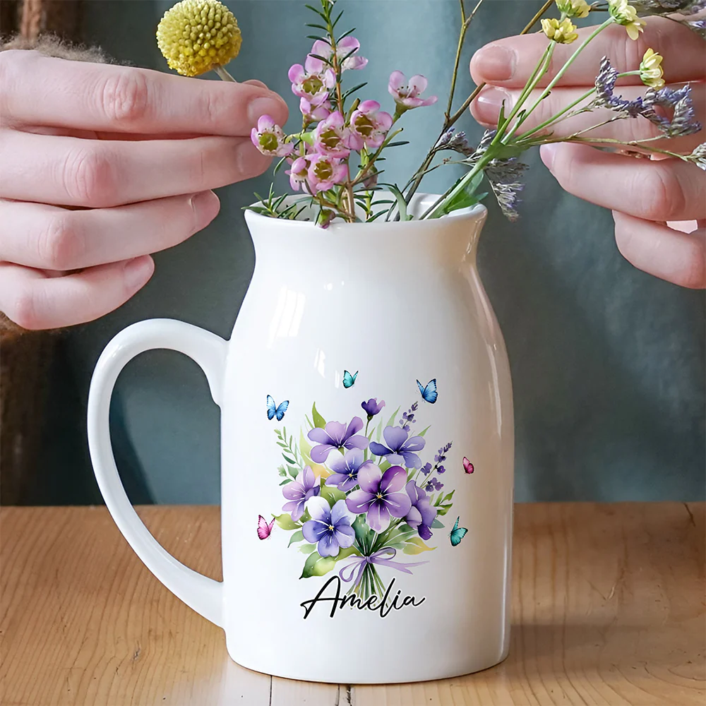 Custom Name Birth Month Flower Vase, Personalized Gift for Her HO82 901774 - Image 5