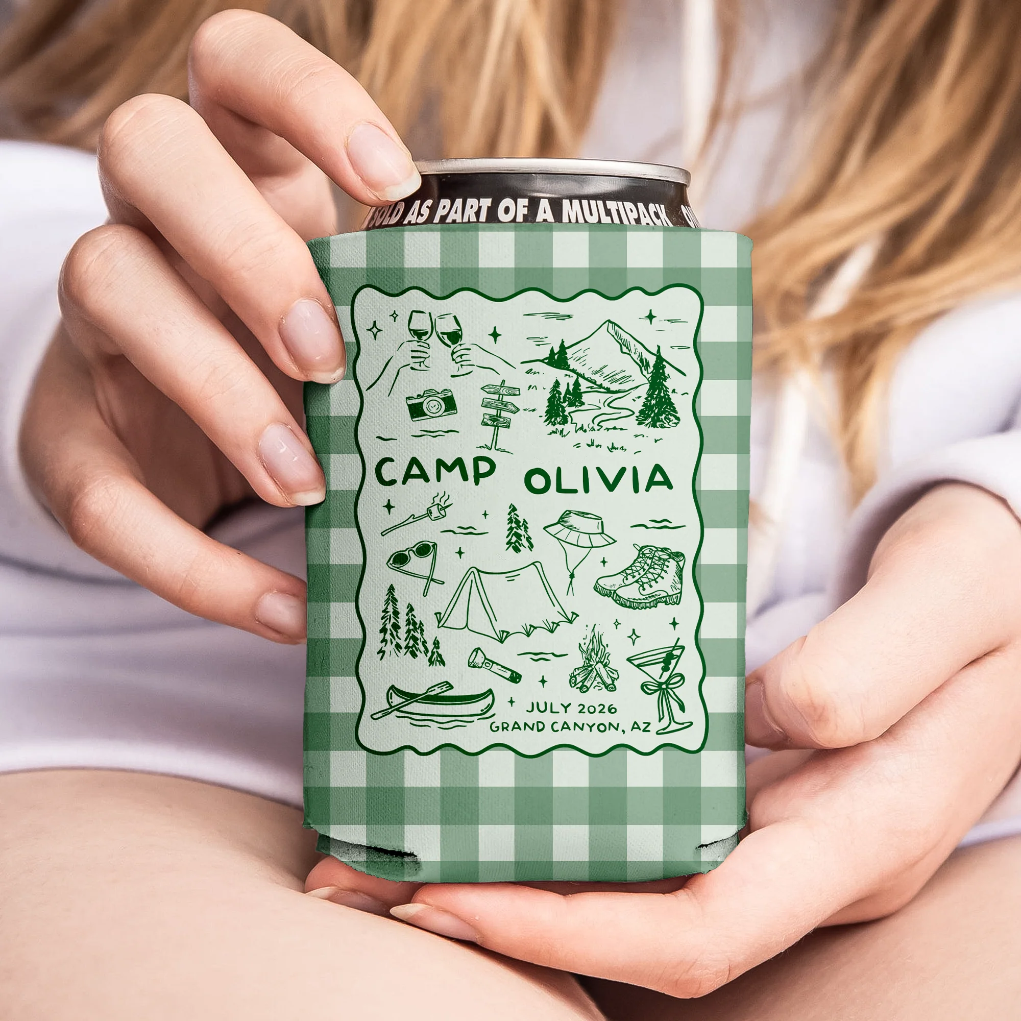 Custom Name Camp Bachelorette Can Cooler - Personalized Camping Party Favor HO82 902982 - Image 6