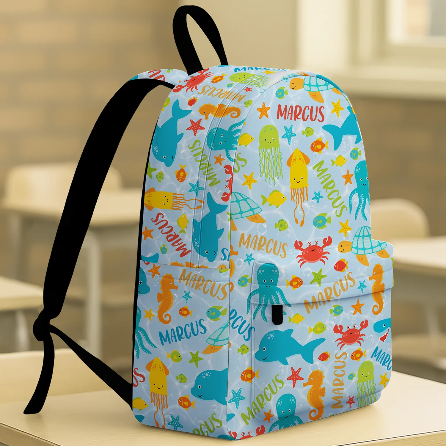 Custom Name Colorful Sea Life Backpack - Personalized Kids School Bag HA75 921610 - Image 4
