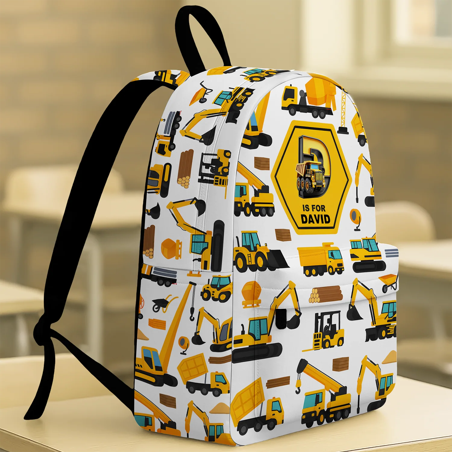 Custom Name Construction Vehicles Truck, Unicorn Letter Backpack For Kids HA75 921656 - Image 4