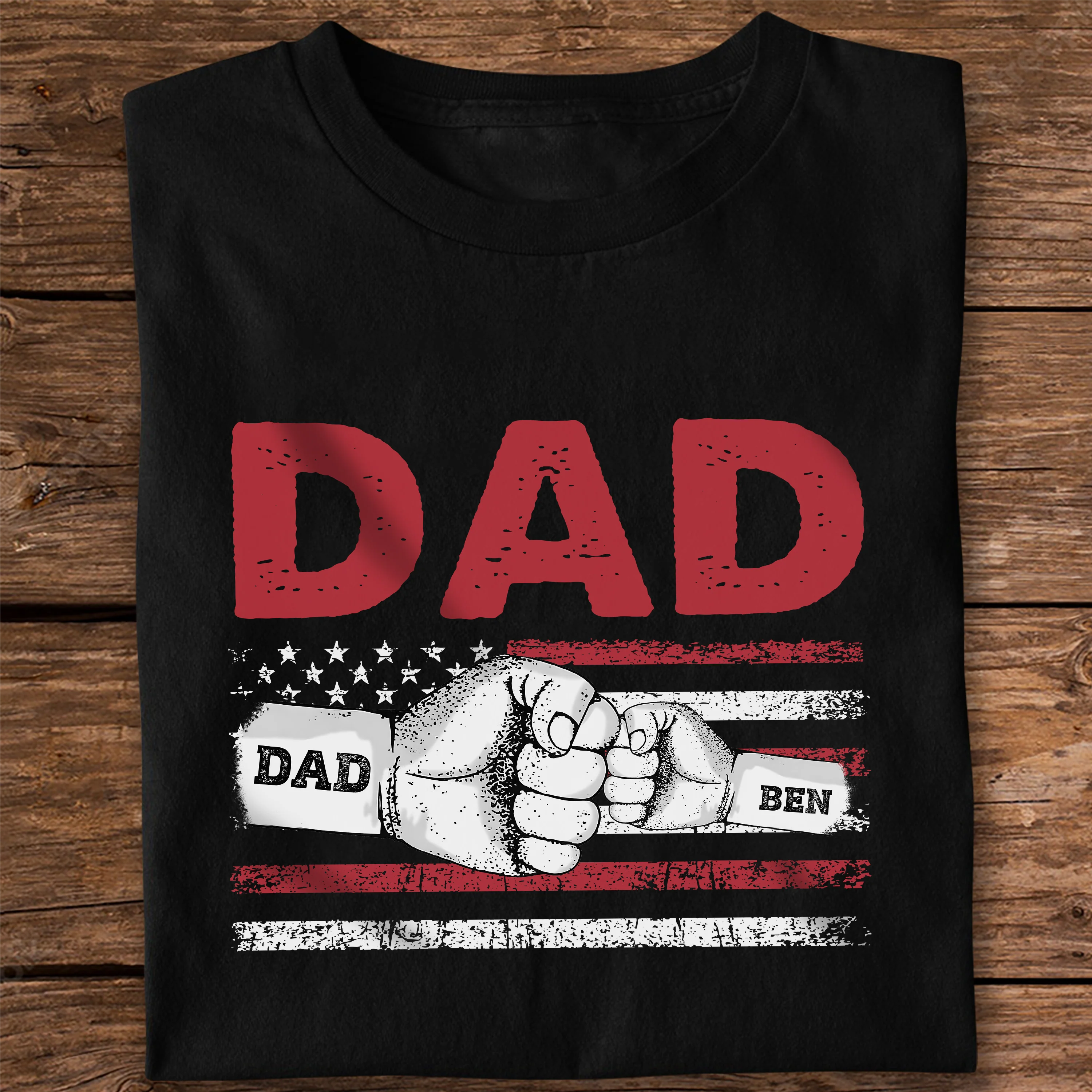 Custom Name Dad With Kids Hand-in-Hand Dark Shirt – Personalized Father’s Day Gift LM32 899613 - Image 4