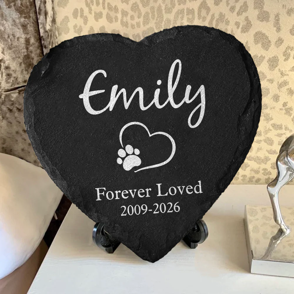 Custom Name Dog & Cat Memorial Grave Marker Heart Shaped Stone HO82 902432 - Image 2