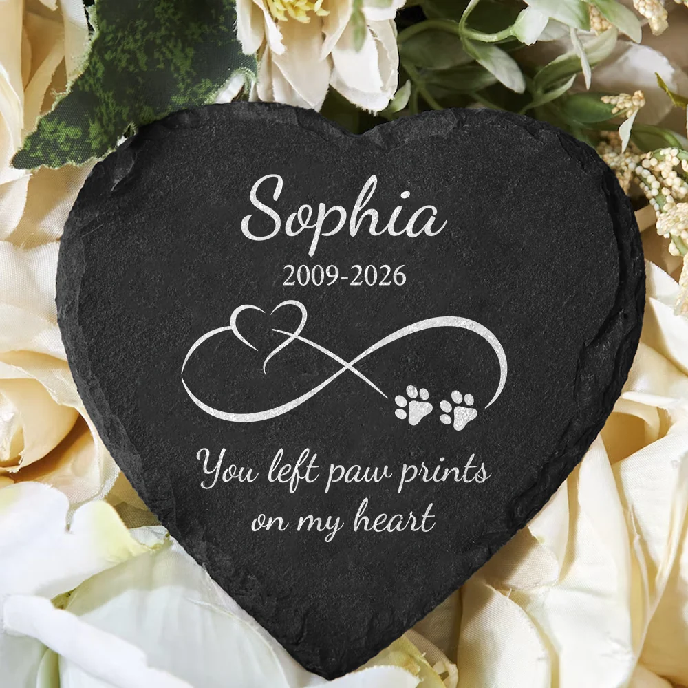 Custom Name Dog & Cat Memorial Grave Marker Heart Shaped Stone HO82 902432 - Image 5