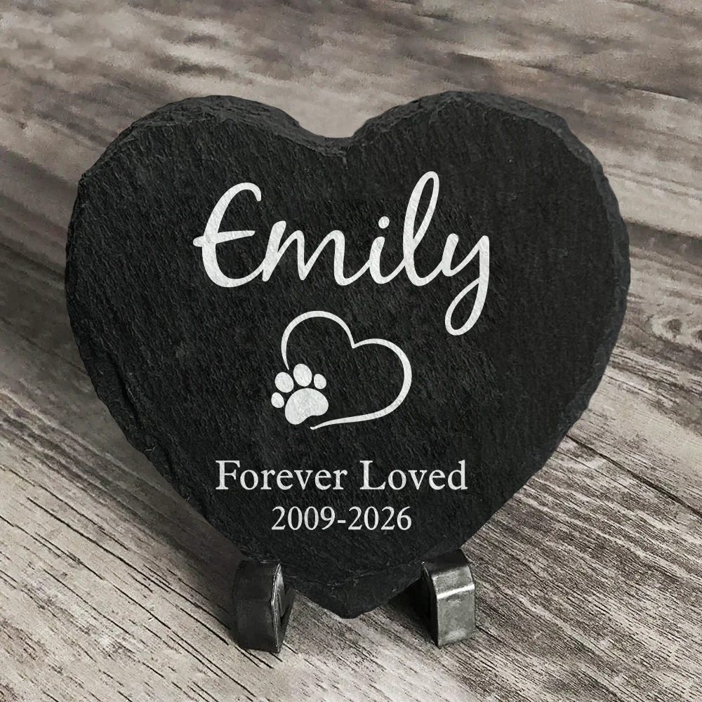Custom Name Dog & Cat Memorial Grave Marker Heart Shaped Stone HO82 902432 - Image 7
