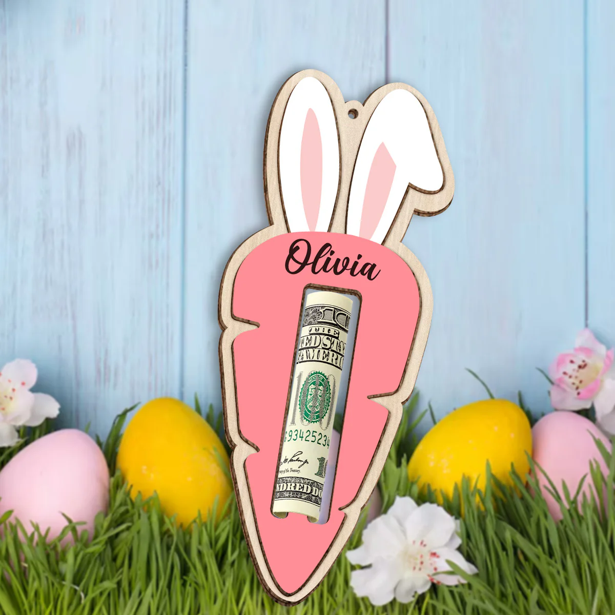 Custom Name Easter Carrot Wood Money Holder Ornament CH07 910470 - Image 5