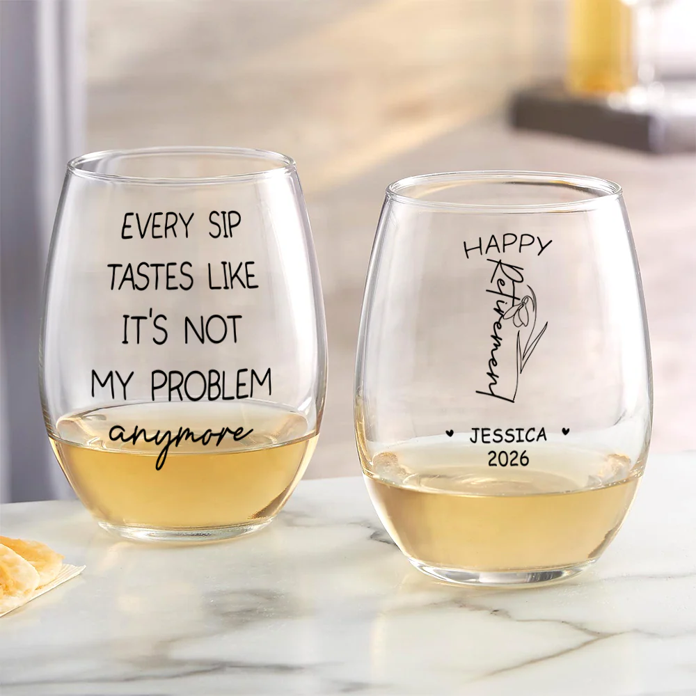 Personalized Name Birth Month Flower Wine Glass - Happy Retirement Gift LM32 668921 - Image 5