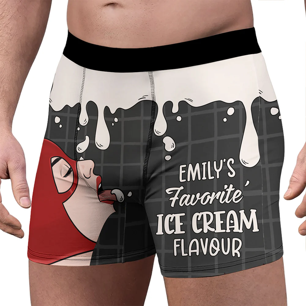 Custom Name Favorite Ice Cream Flavour Boxers - Personalized Gift for Him LM32 899885 - Image 3