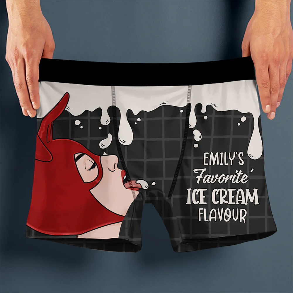Custom Name Favorite Ice Cream Flavour Boxers - Personalized Gift for Him LM32 899885 - Image 4