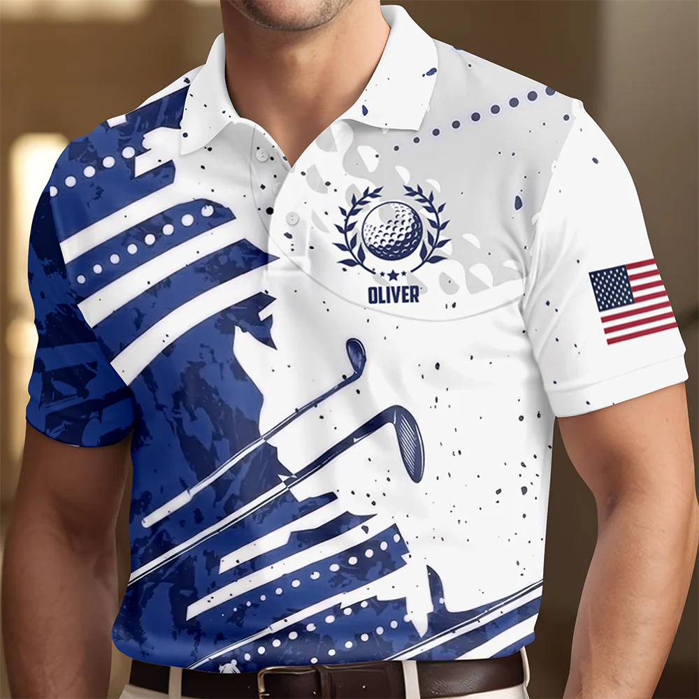 Custom Name Golf Pattern Polo Shirt Gift for Golf Lovers HA75 921130 - Image 2
