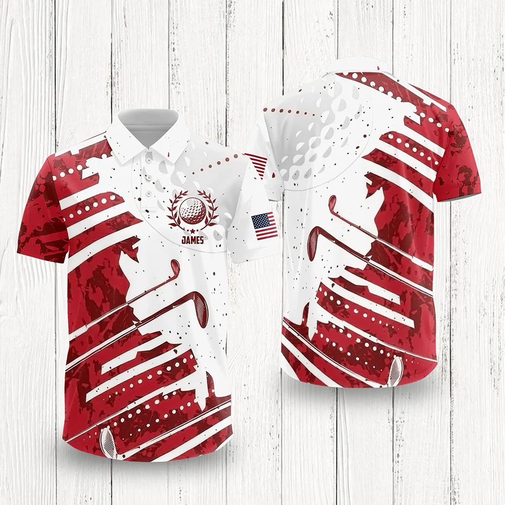 Custom Name Golf Pattern Polo Shirt Gift for Golf Lovers HA75 921130 - Image 3