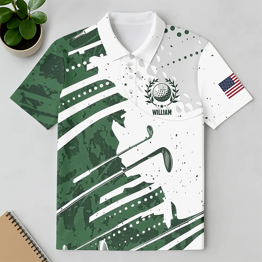 Custom Name Golf Pattern Polo Shirt Gift for Golf Lovers HA75 921130 - Image 4