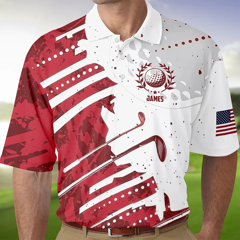 Custom Name Golf Pattern Polo Shirt Gift for Golf Lovers HA75 921130 - Image 5