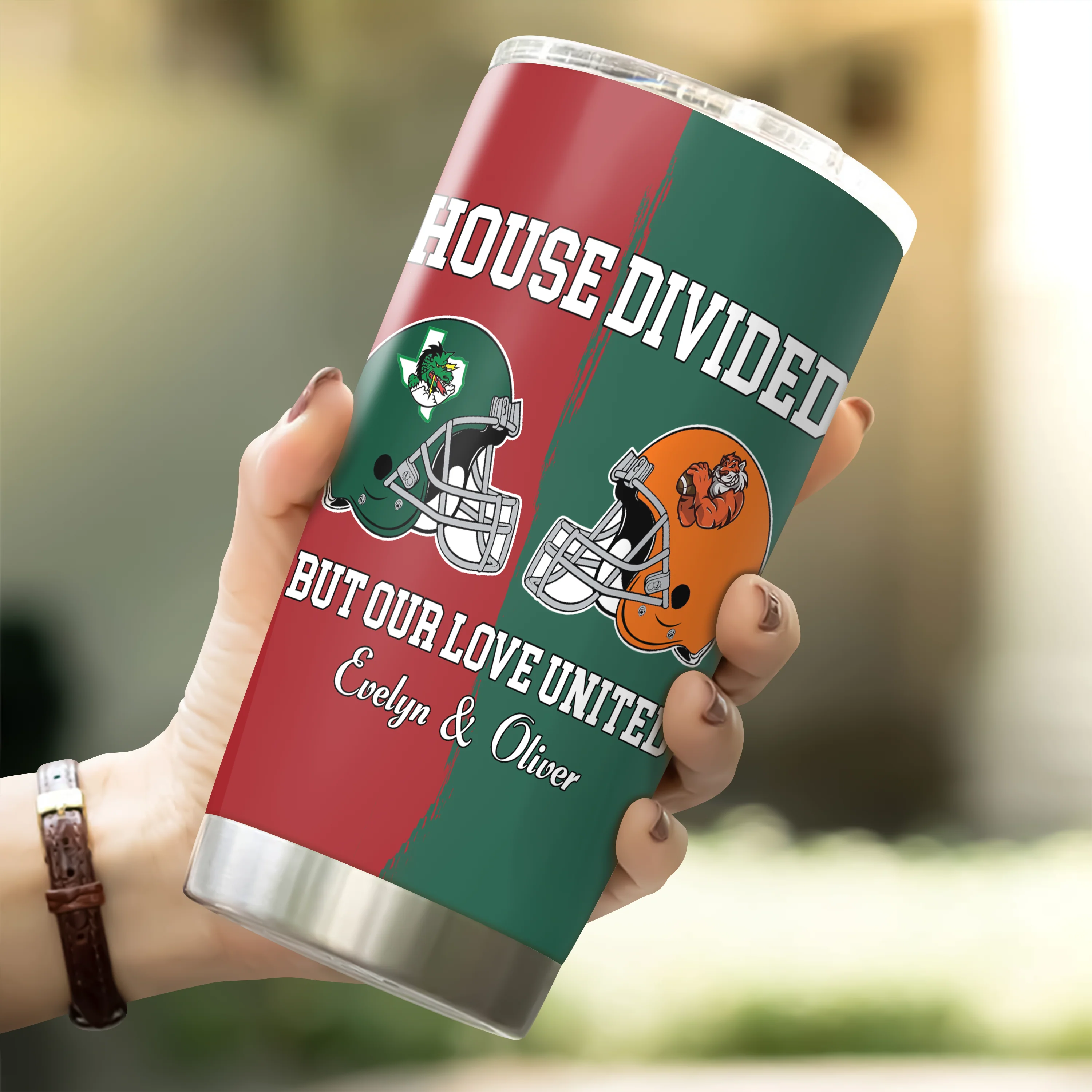 Custom Name House Divided But Our Love United Fat Tumbler, Gift For Sports Fan Couples LM32 897839 - Image 2