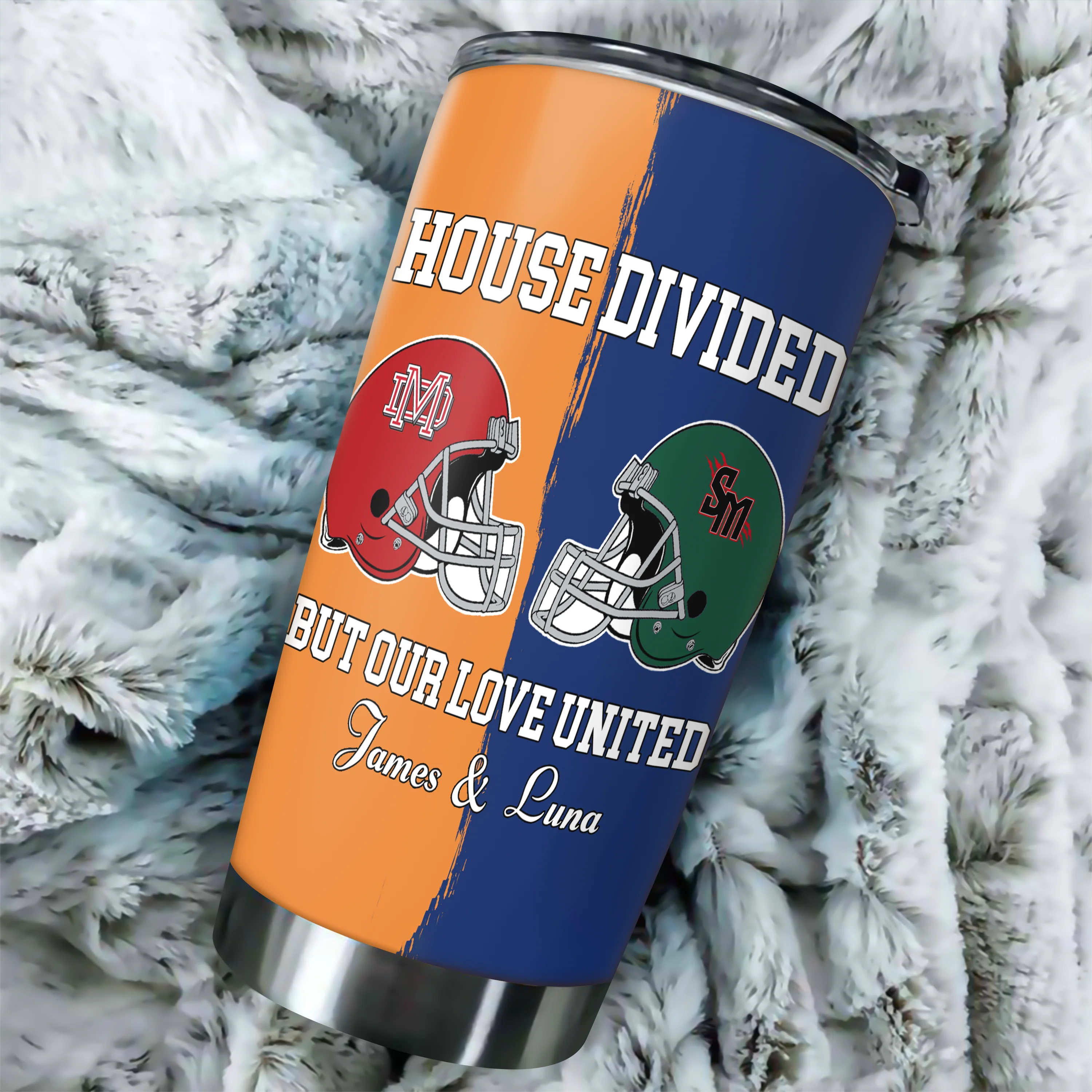 Custom Name House Divided But Our Love United Fat Tumbler, Gift For Sports Fan Couples LM32 897839 - Image 3