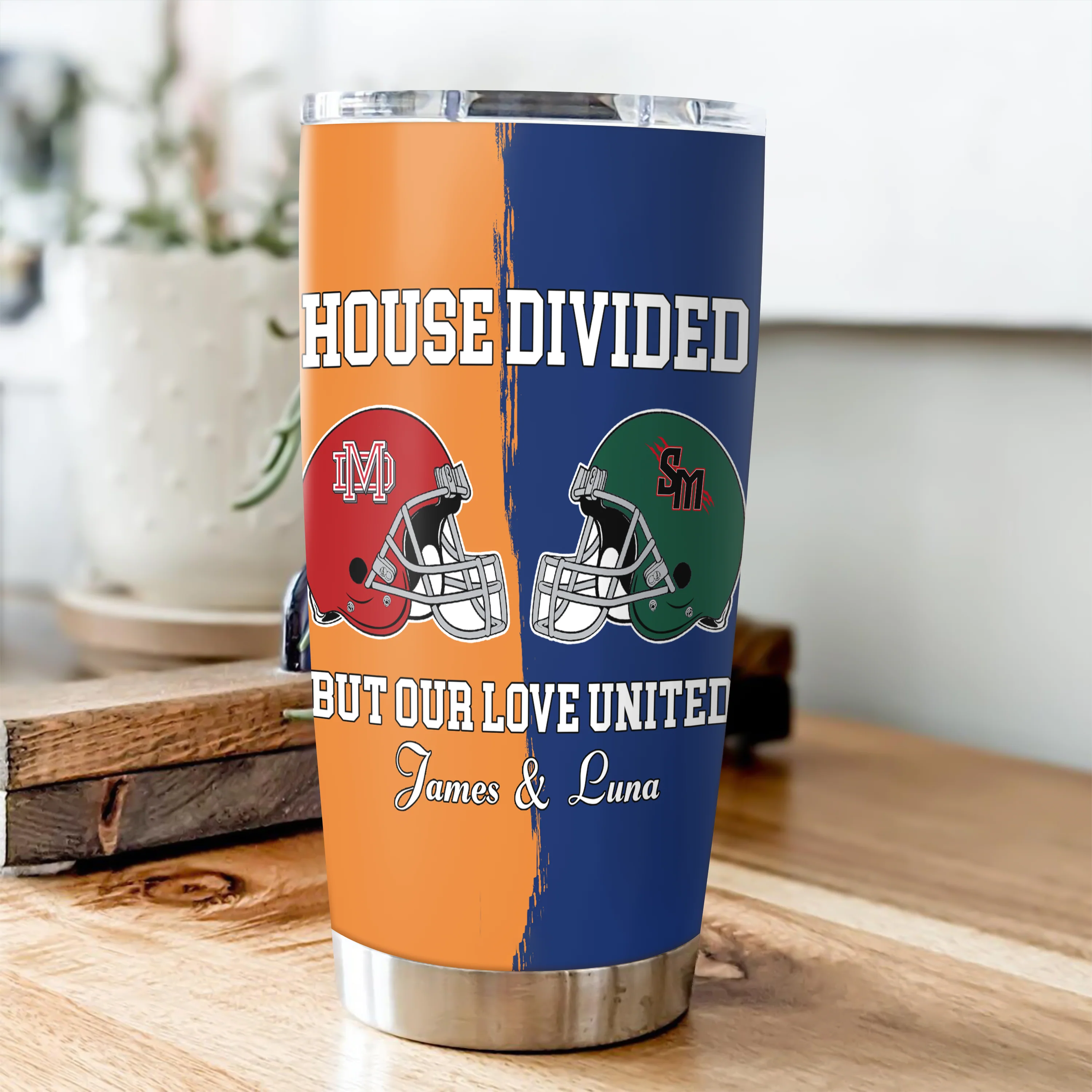 Custom Name House Divided But Our Love United Fat Tumbler, Gift For Sports Fan Couples LM32 897839 - Image 5