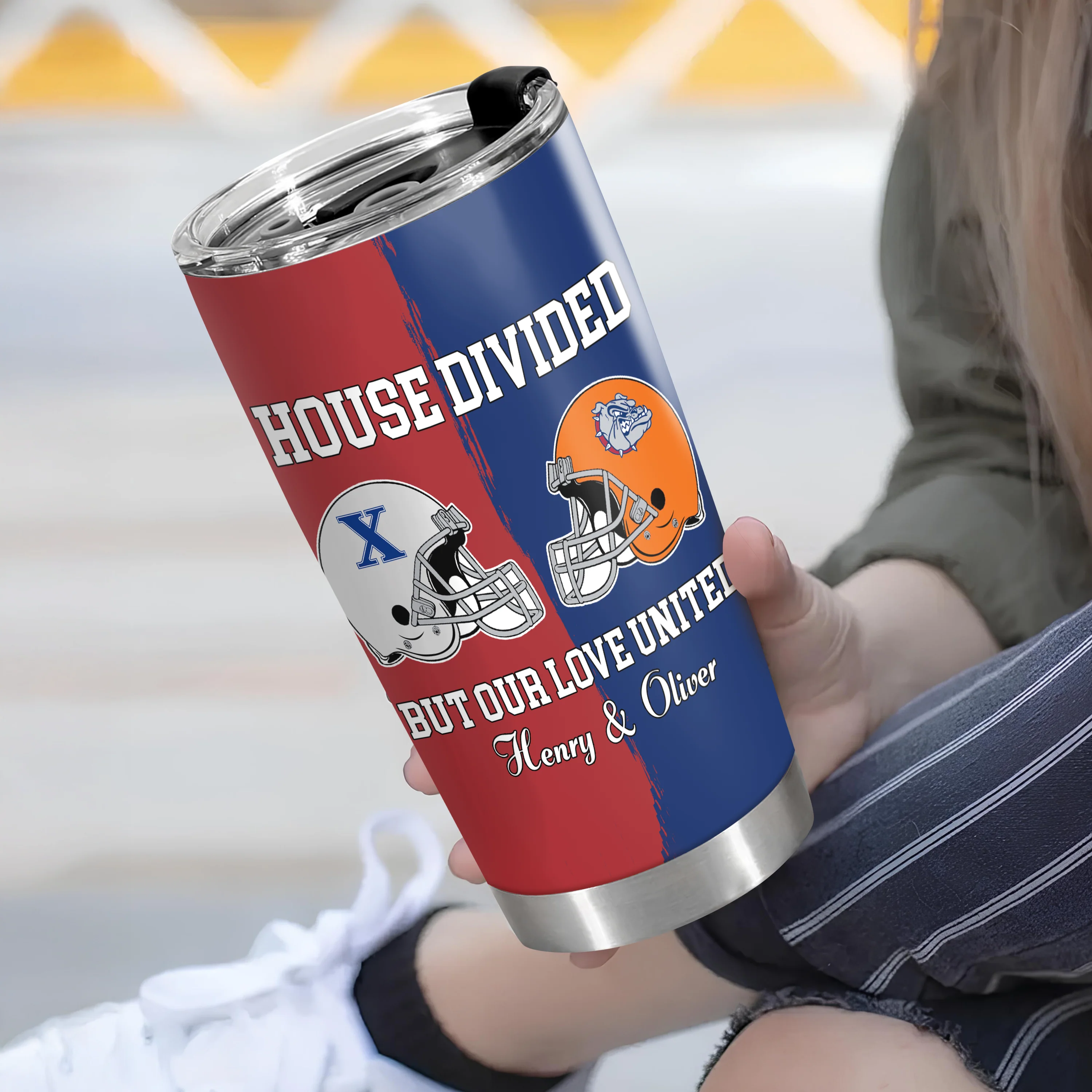 Custom Name House Divided But Our Love United Fat Tumbler, Gift For Sports Fan Couples LM32 897839 - Image 6