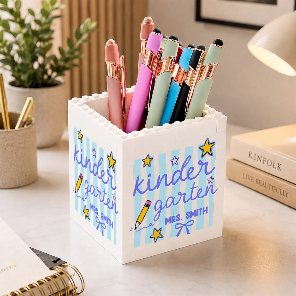 Custom Name Kindergarten Teacher Personalized Brick Pencil Pot HA75 921740 - Image 2