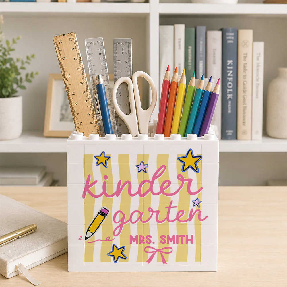 Custom Name Kindergarten Teacher Personalized Brick Pencil Pot HA75 921740 - Image 5